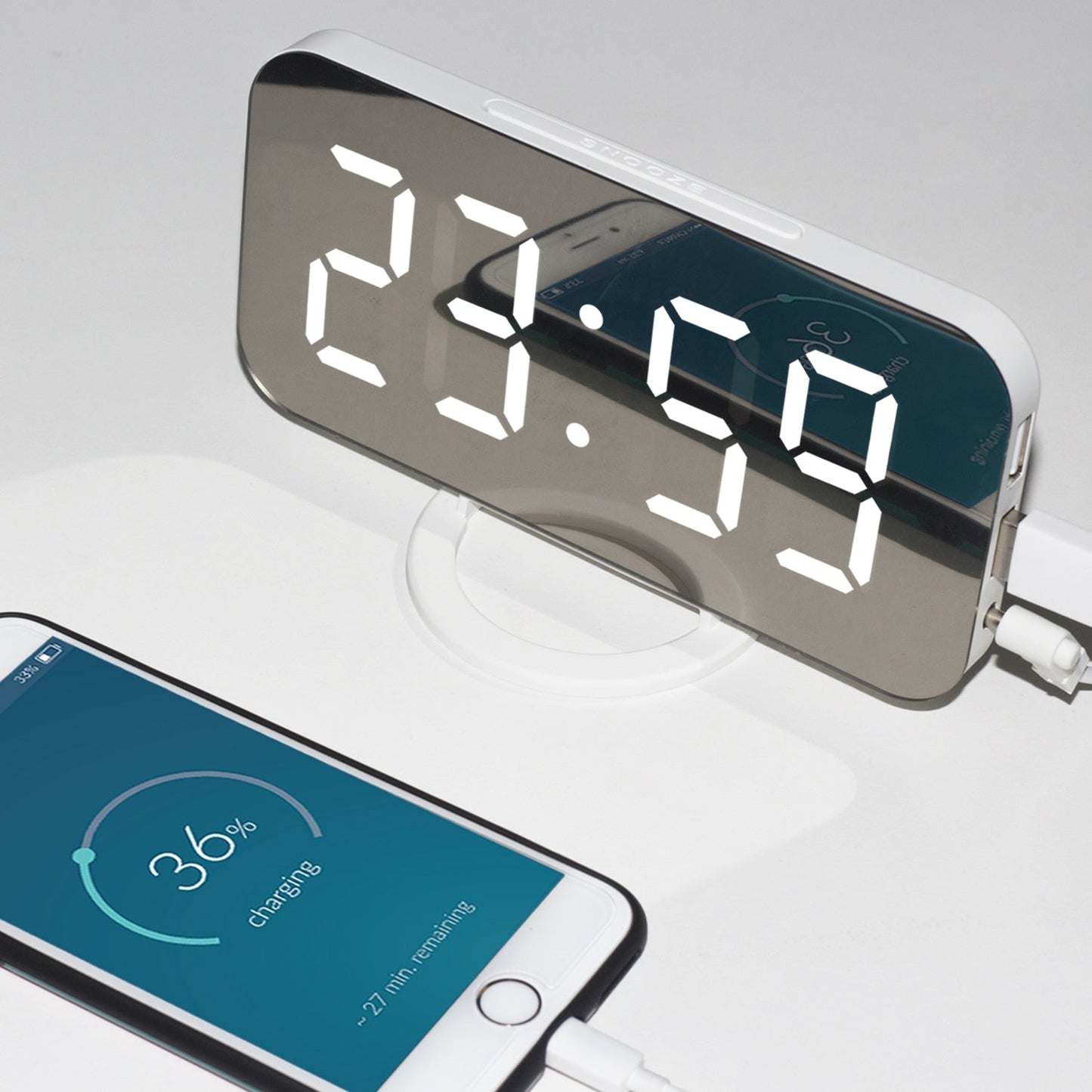 Réveil LED numérique miroir
