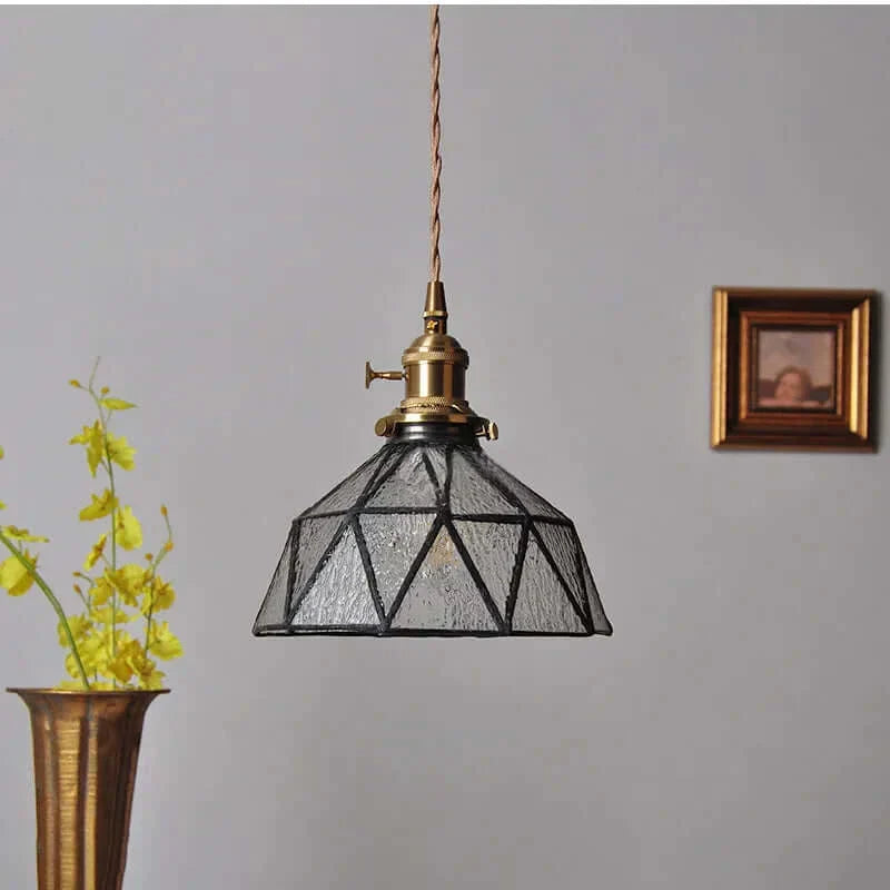 Suspension de fleurs en verre teinté classique en cuivre +