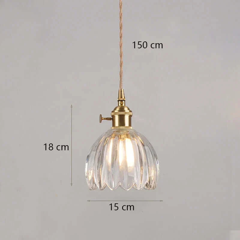 Suspension de fleurs en verre teinté classique en cuivre +