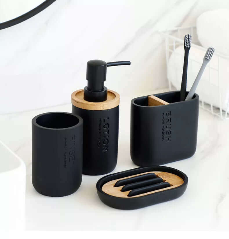 Ensemble d'accessoires de salle de bain design en noir ou blanc