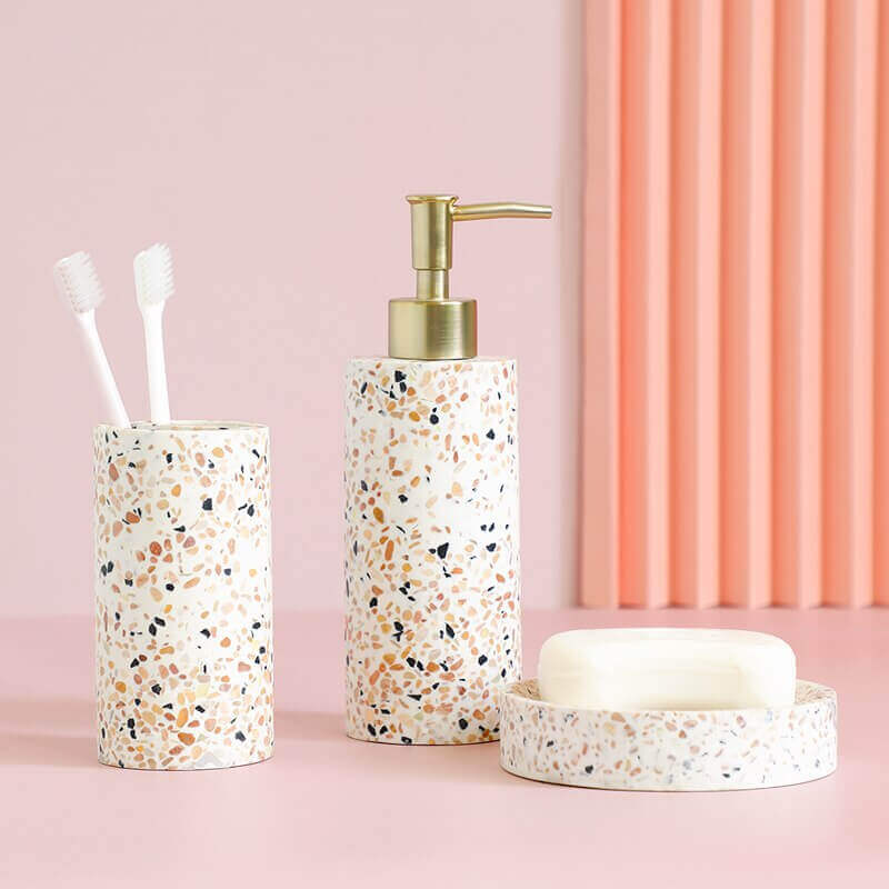 Ensemble de salle de bain en céramique terrazzo 3 pièces