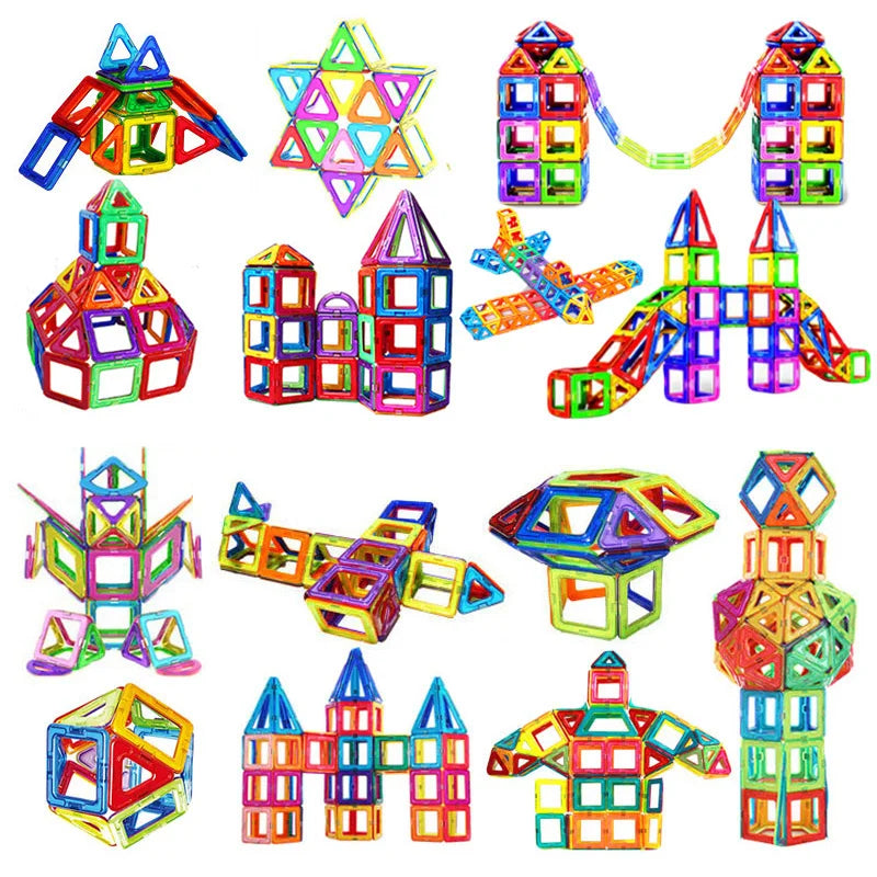 Ensemble de blocs de construction magnétiques éducatifs - Jouets de constructeur colorés de 40 pièces pour les enfants, formes triangulaires et carrées, activité d'apprentissage amusante