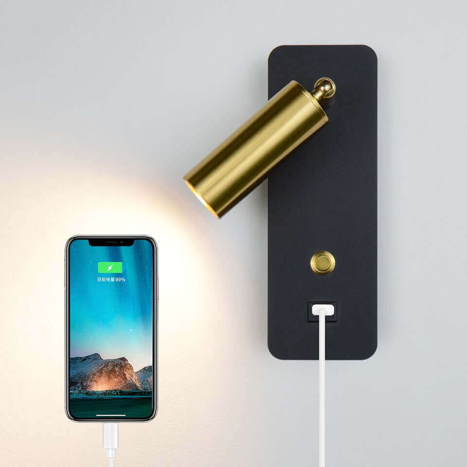 Applique murale avec interrupteur et prise USB