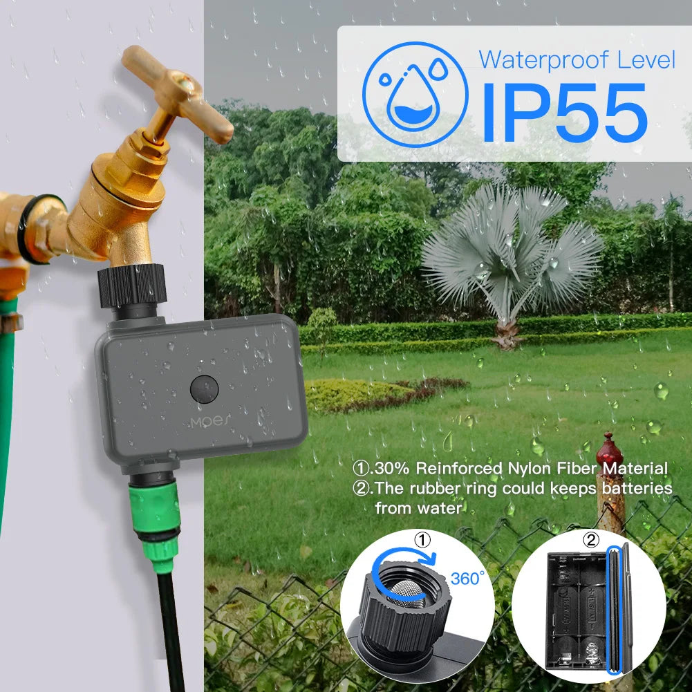 Vanne d'irrigation automatique à minuterie Tuya Smart - Minuteur d'eau programmable WiFi Bluetooth via les applications SmartLife Google Alexa