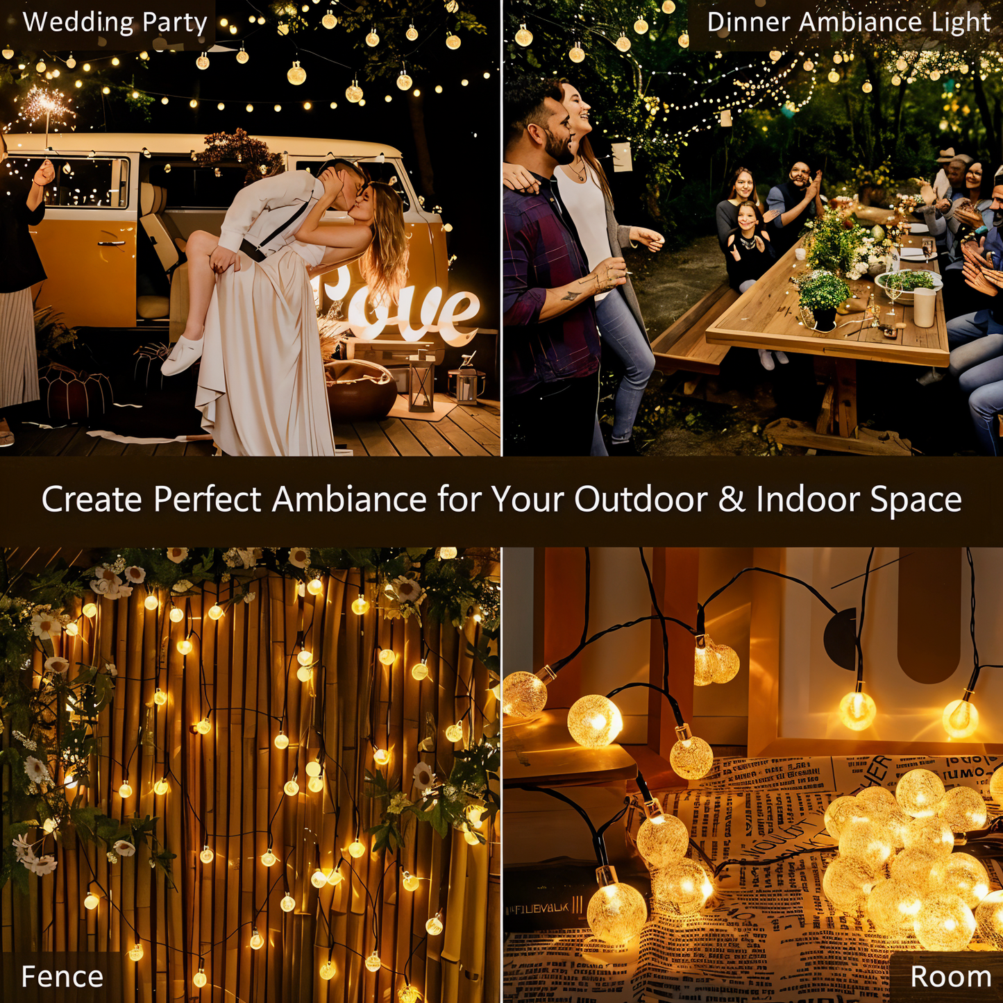 BubbleOrb - Lumières à guirlande solaires pour l'extérieur