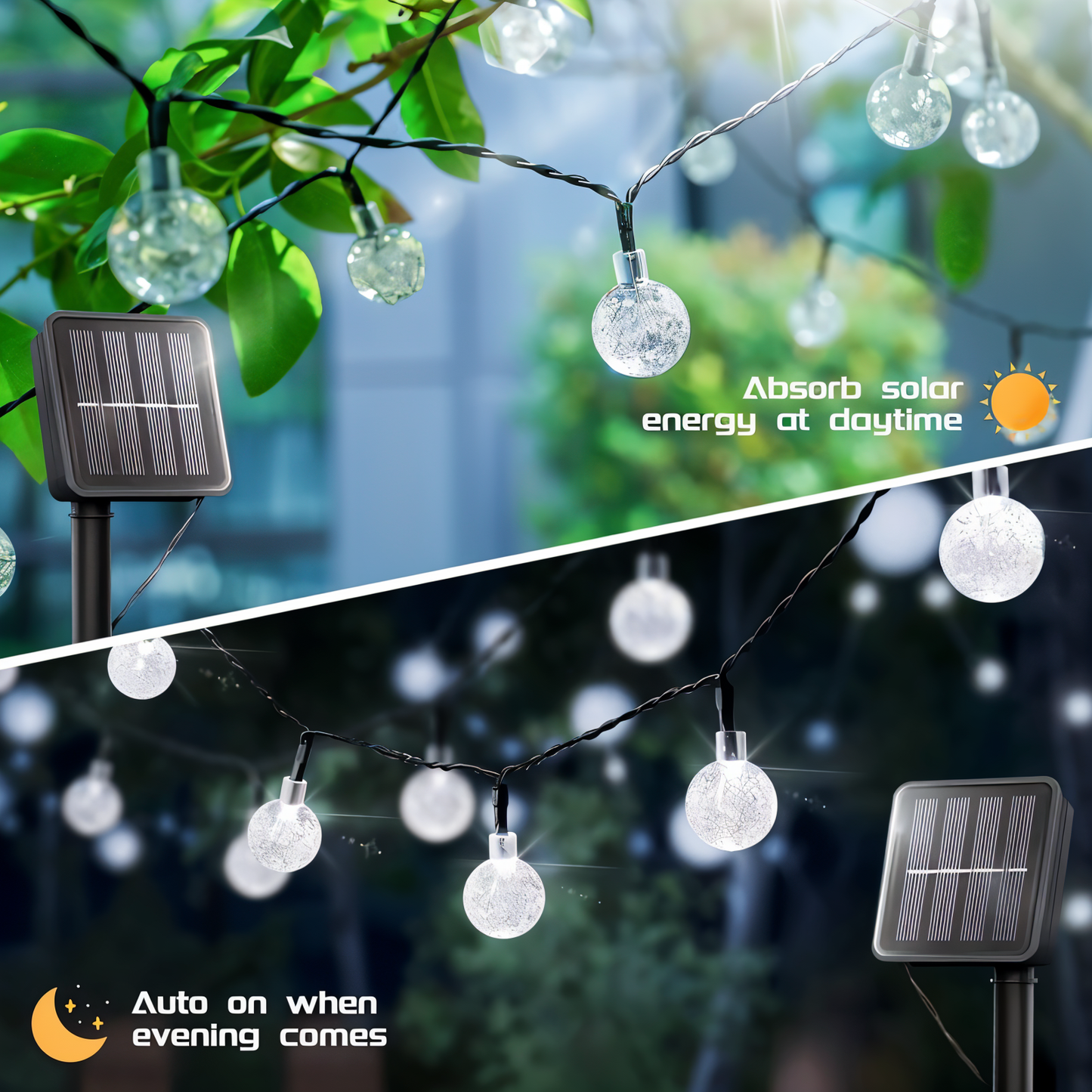 BubbleOrb - Lumières à guirlande solaires pour l'extérieur