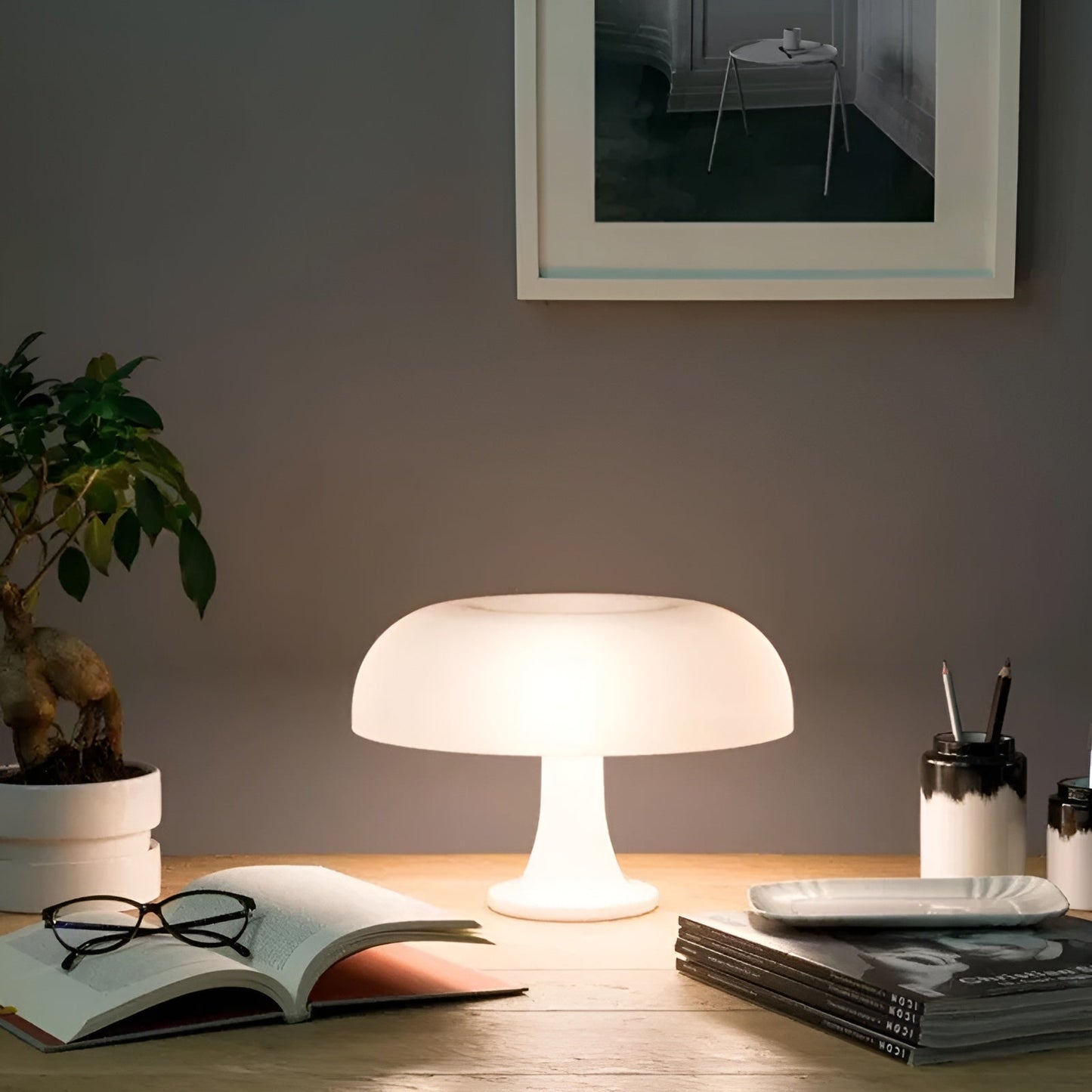 Lampe de table à LED sans fil en forme de champignon rétro