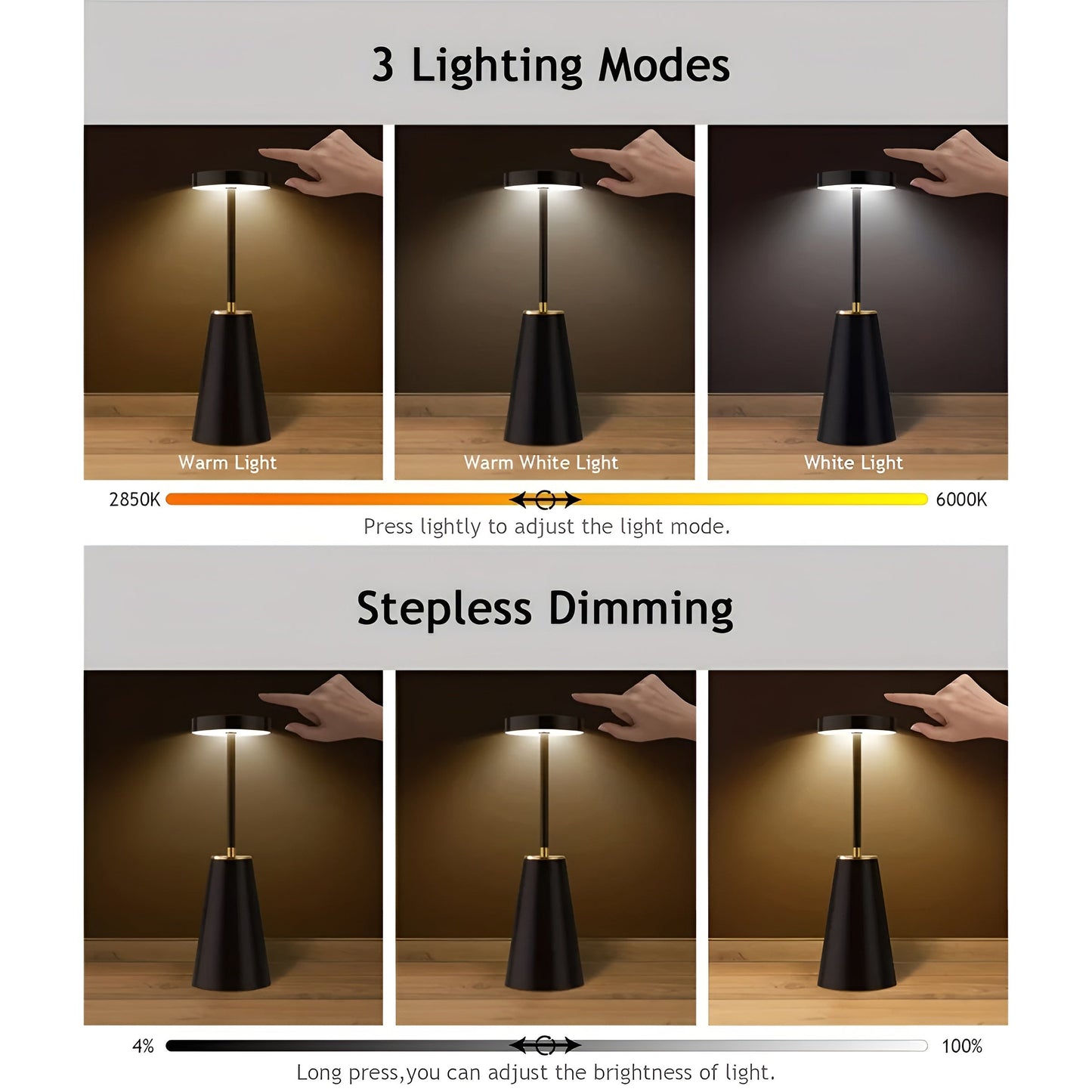LUX Lampe de table sans fil, Atmosphère moderne