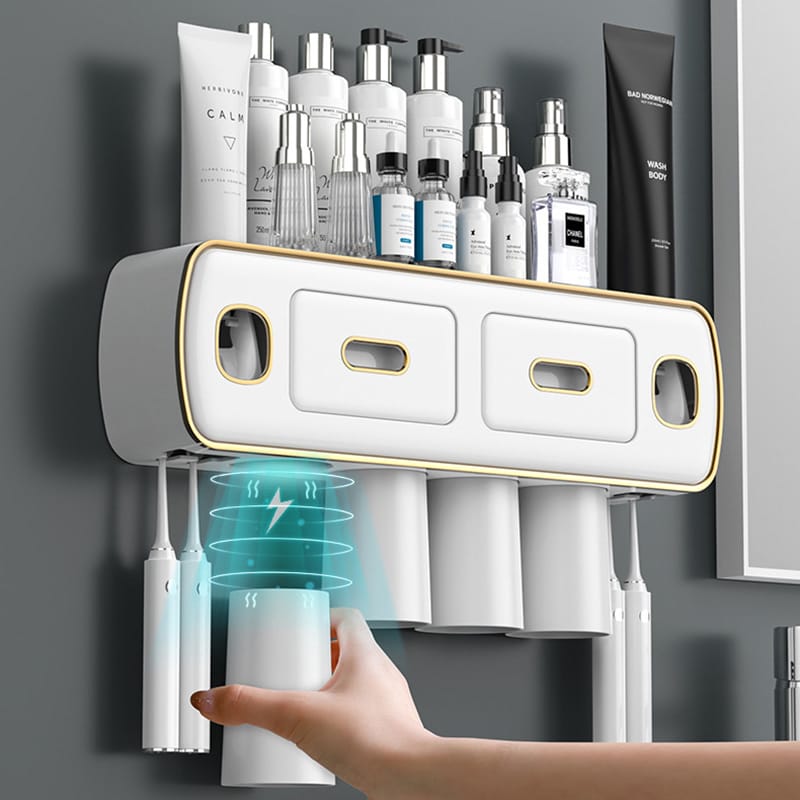 Distributeur de dentifrice avec support pour brosse à dents