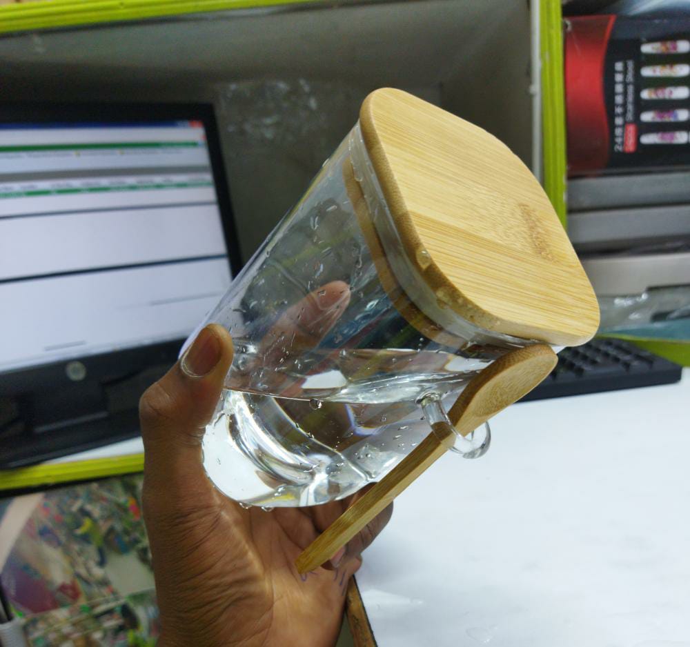 Bocal en verre de 500Ml avec couvercle en bambou
