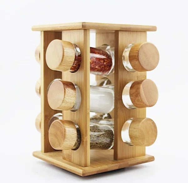 12Pcs Étagère à épices en bambou