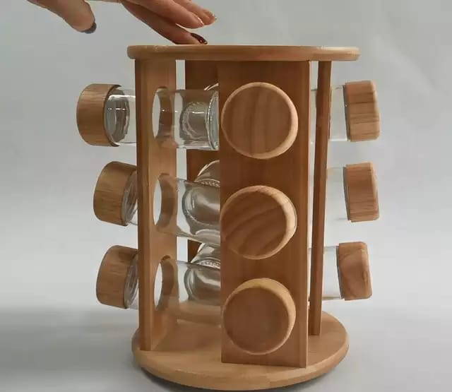 12Pcs Étagère à épices en bambou