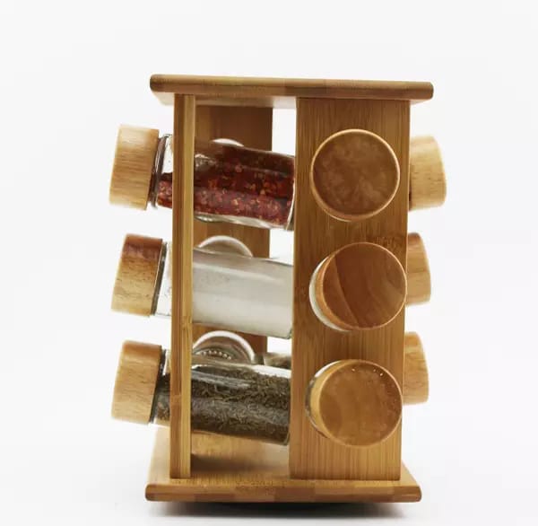 12Pcs Étagère à épices en bambou