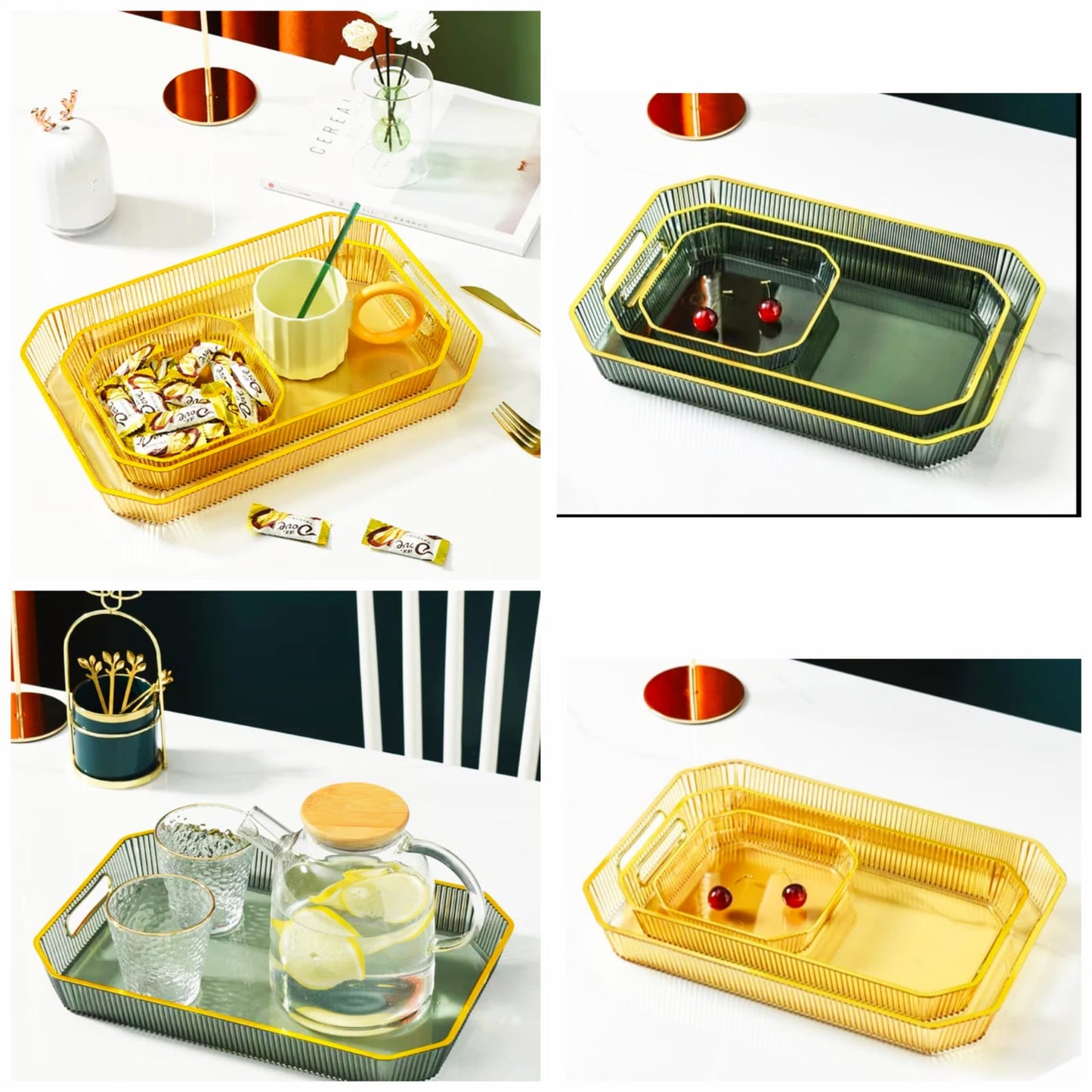 3Pcs Nordic Multifonctionnels Plateaux Décoratifs