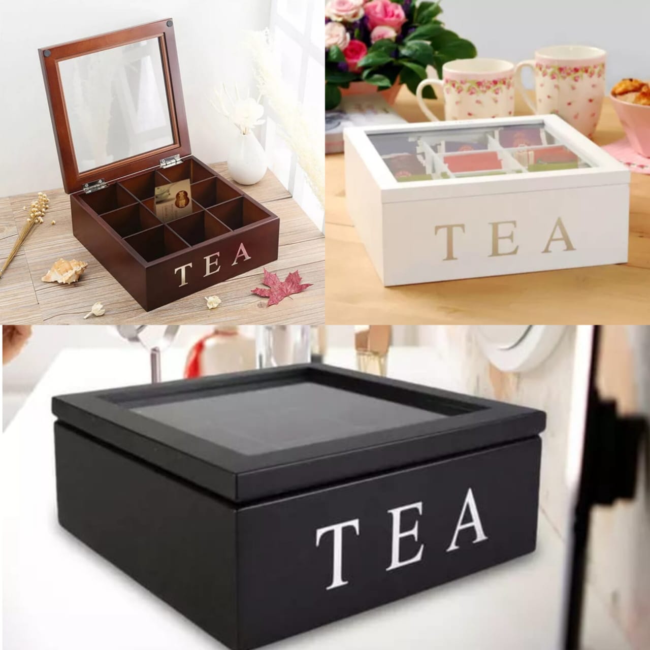 Organisateur de sachets de thé en bambou blanc