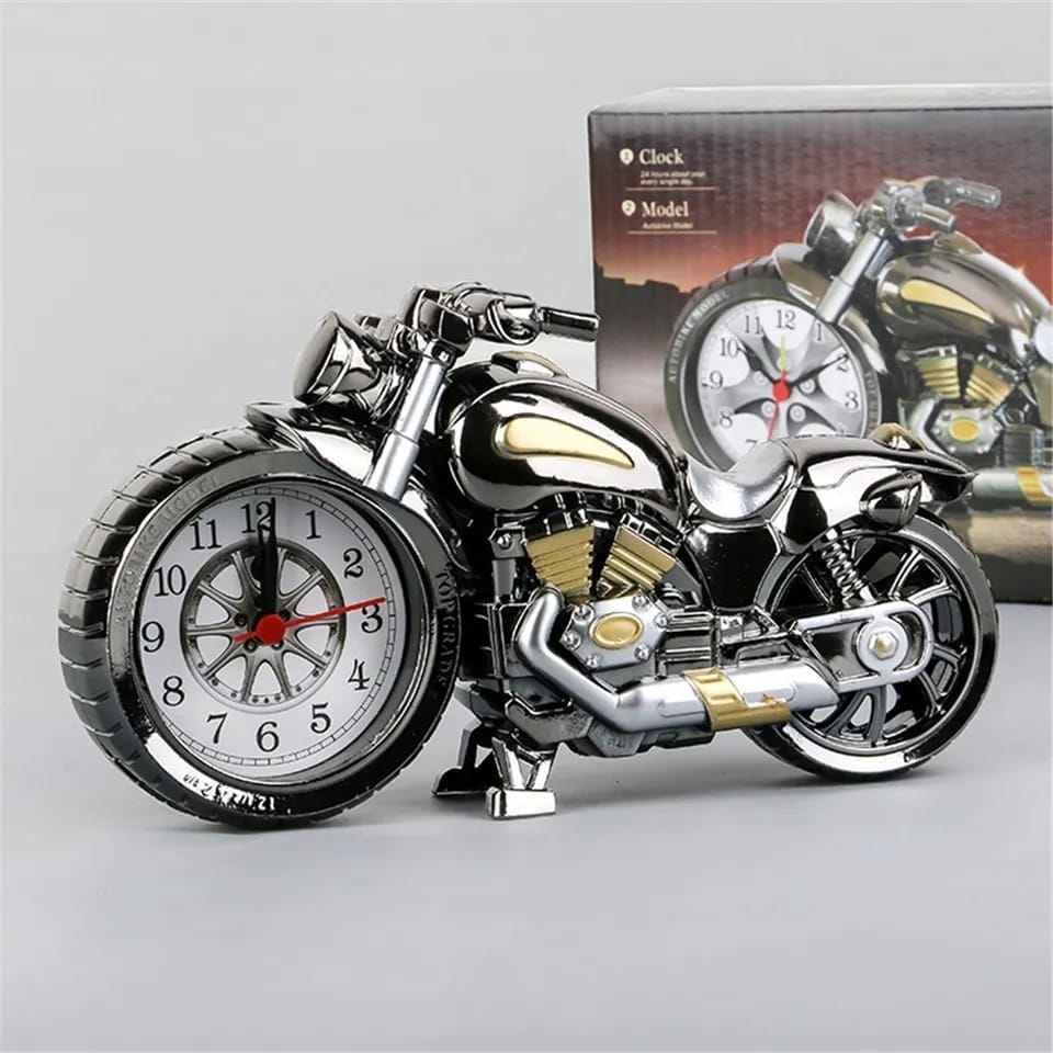 Horloge de réveil créative rétro moto