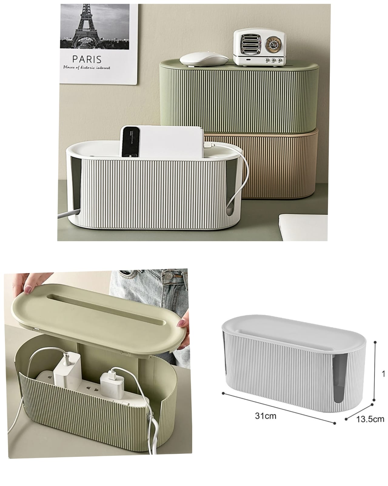 Boîte de rangement pour câbles noire