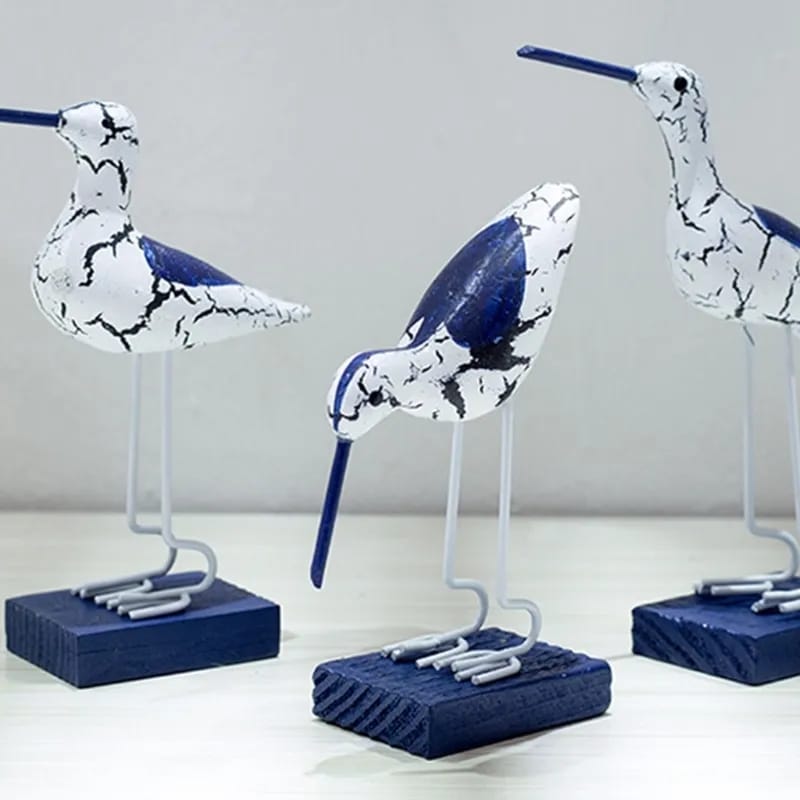 3Pcs Décor Oiseaux en Bois