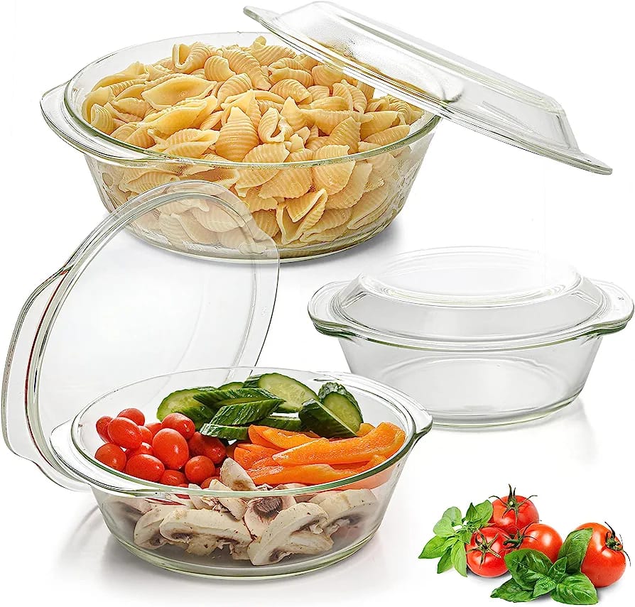3Pcs plats de service en verre avec un couvercle