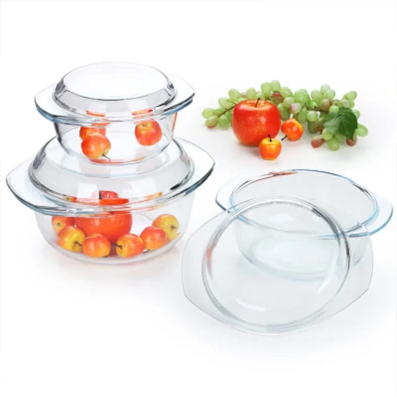 3Pcs plats de service en verre avec un couvercle