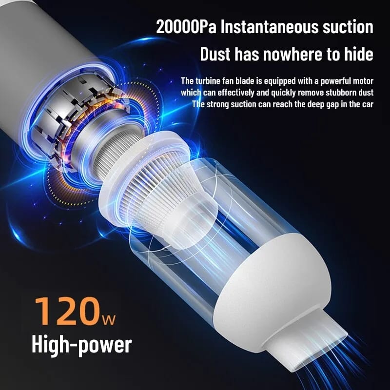 Aspirateur de voiture sans fil rechargeable portatif