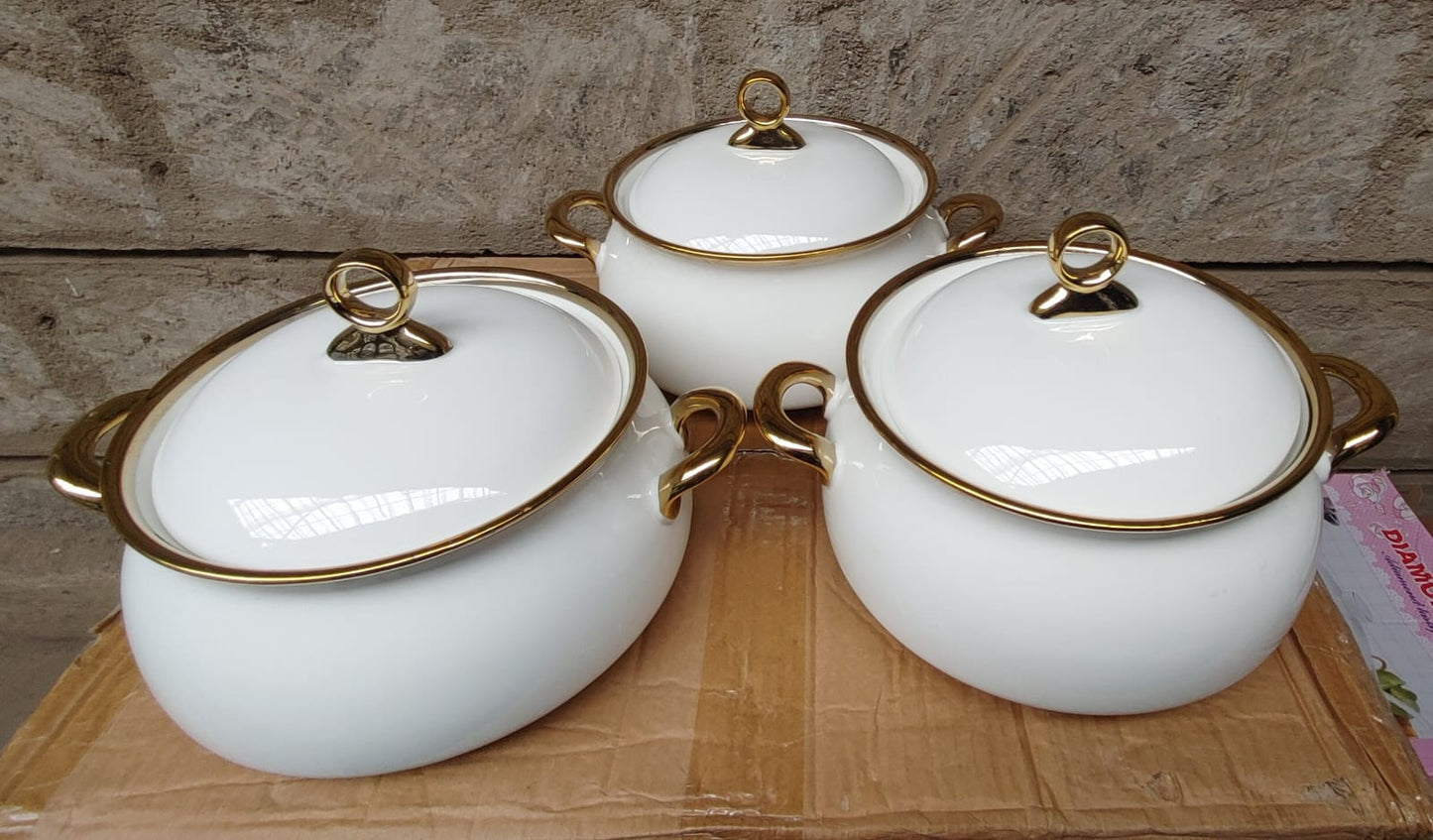 3pcs Bols de service en céramique crème