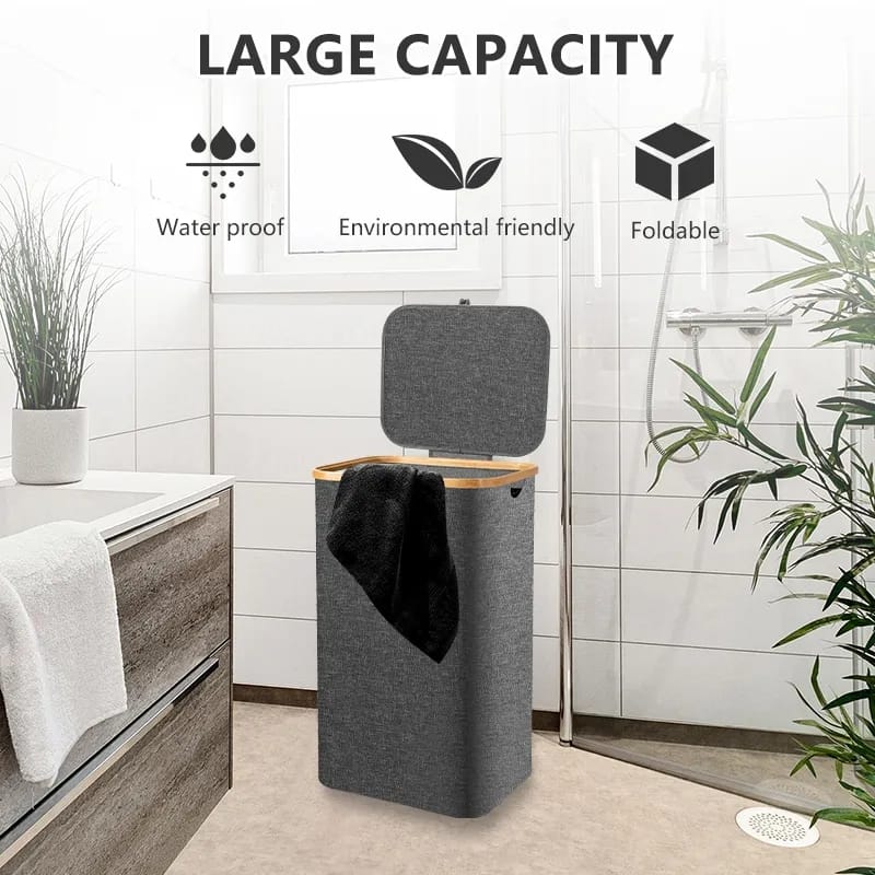 Panier à linge pliable avec couvercle