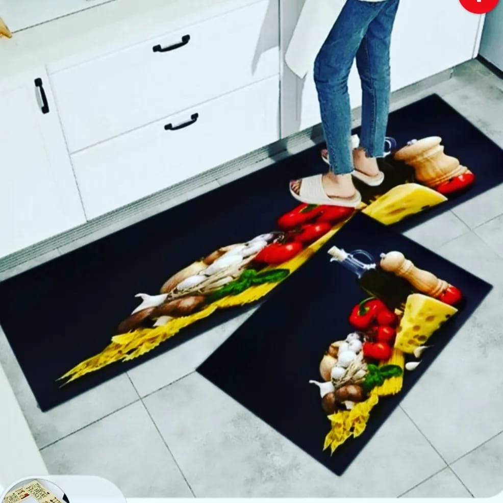 Tapis de cuisine en caoutchouc 2 pièces
