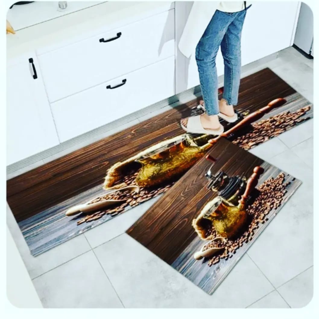 Tapis de cuisine en caoutchouc 2 pièces