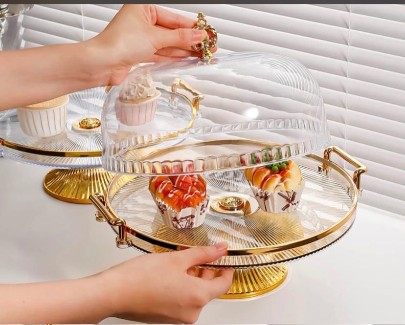 Plateau Transparent à Pâtisserie/Nourriture avec Couvre