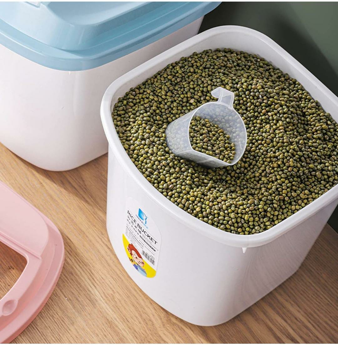 Seau à riz / Seau à céréales avec tasse de mesure