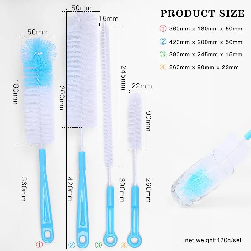 Set de brosses de nettoyage à long manche 4 pièces