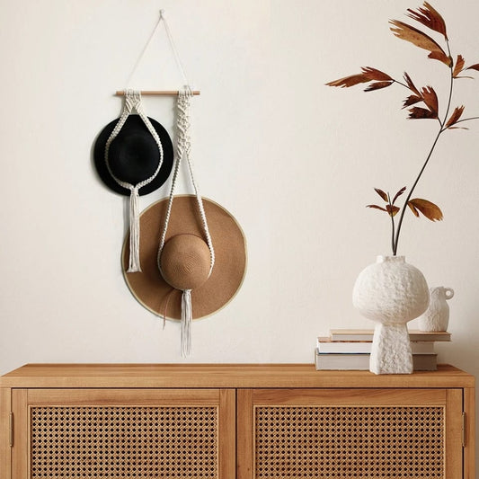 Organisateur de chapeaux suspendu en coton Boho