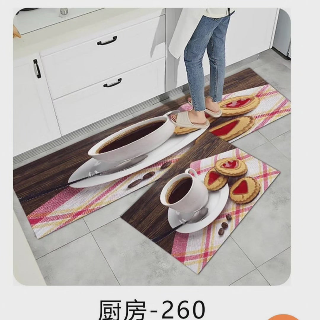 Tapis de cuisine en caoutchouc antidérapants 2 pièces