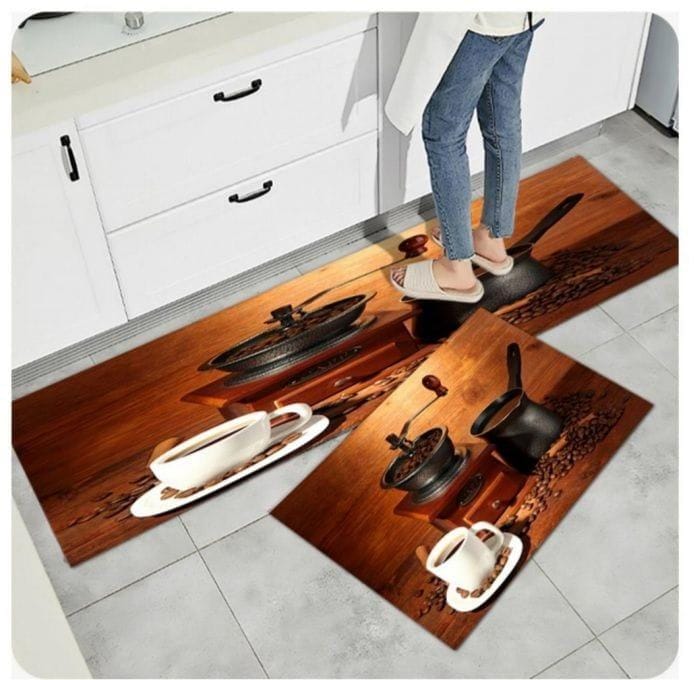 Tapis de cuisine en caoutchouc 2 pièces