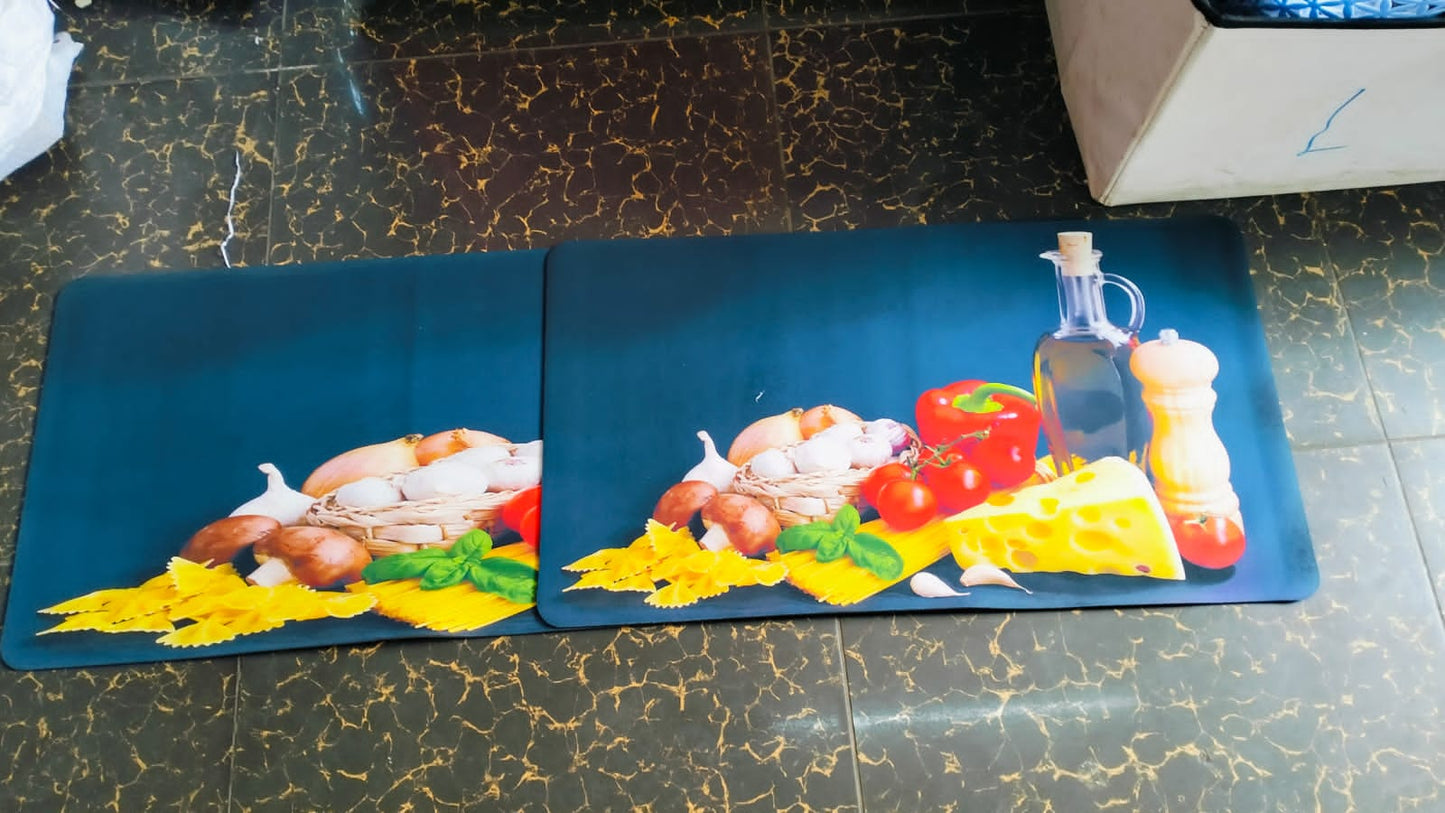 Tapis de cuisine en caoutchouc 2 pièces