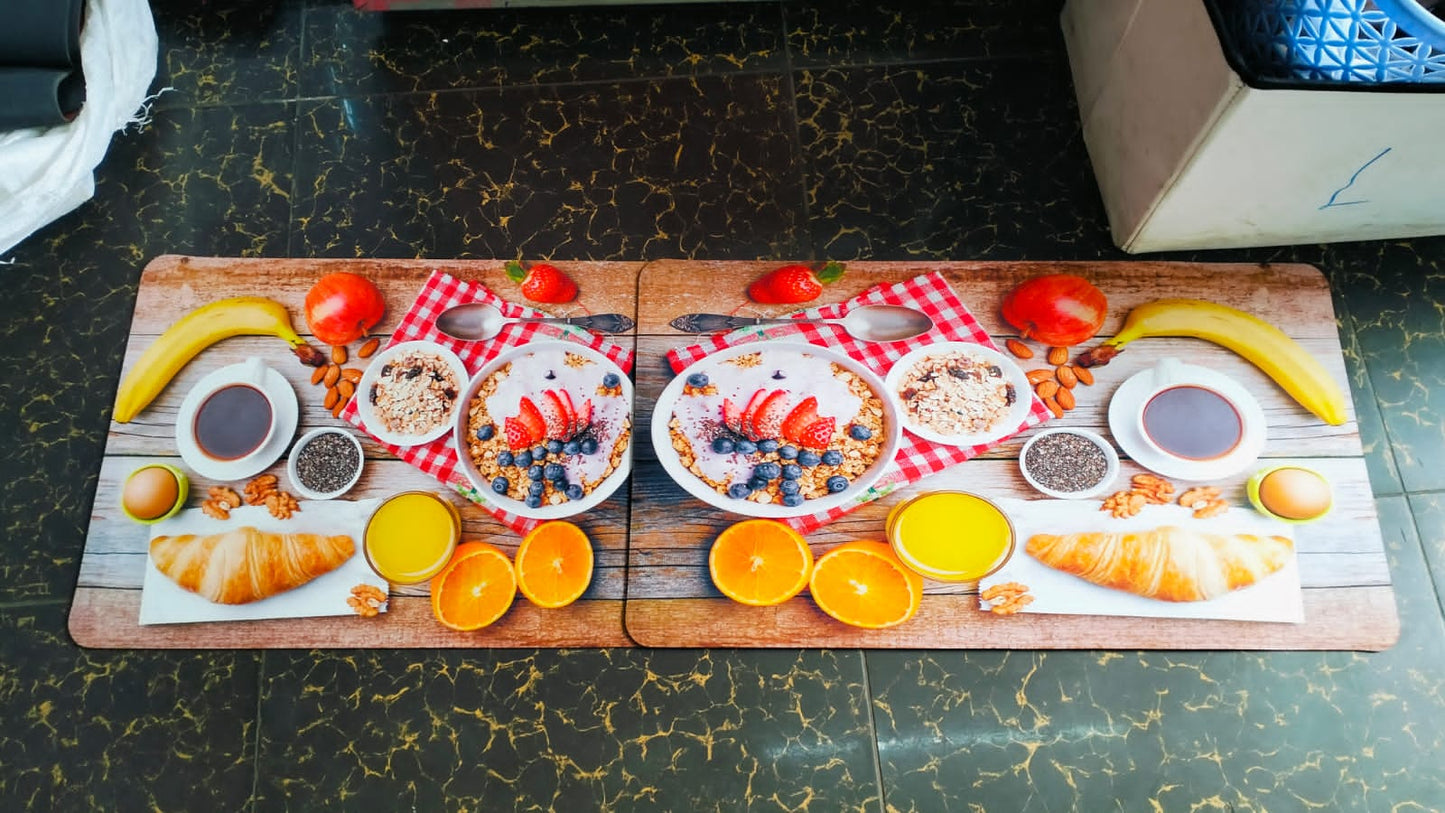 Tapis de cuisine en caoutchouc 2 pièces