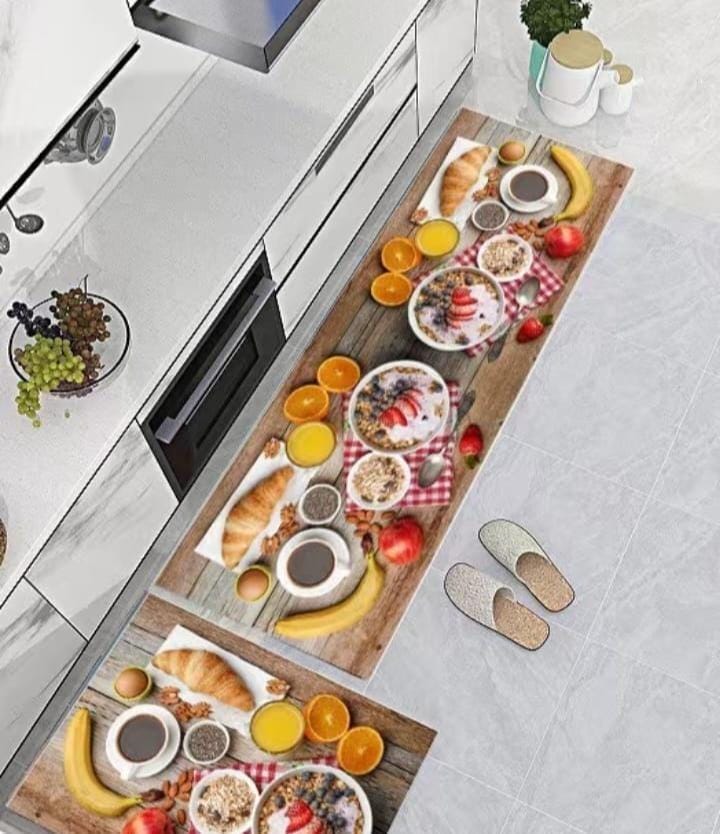 Tapis de cuisine en caoutchouc 2 pièces