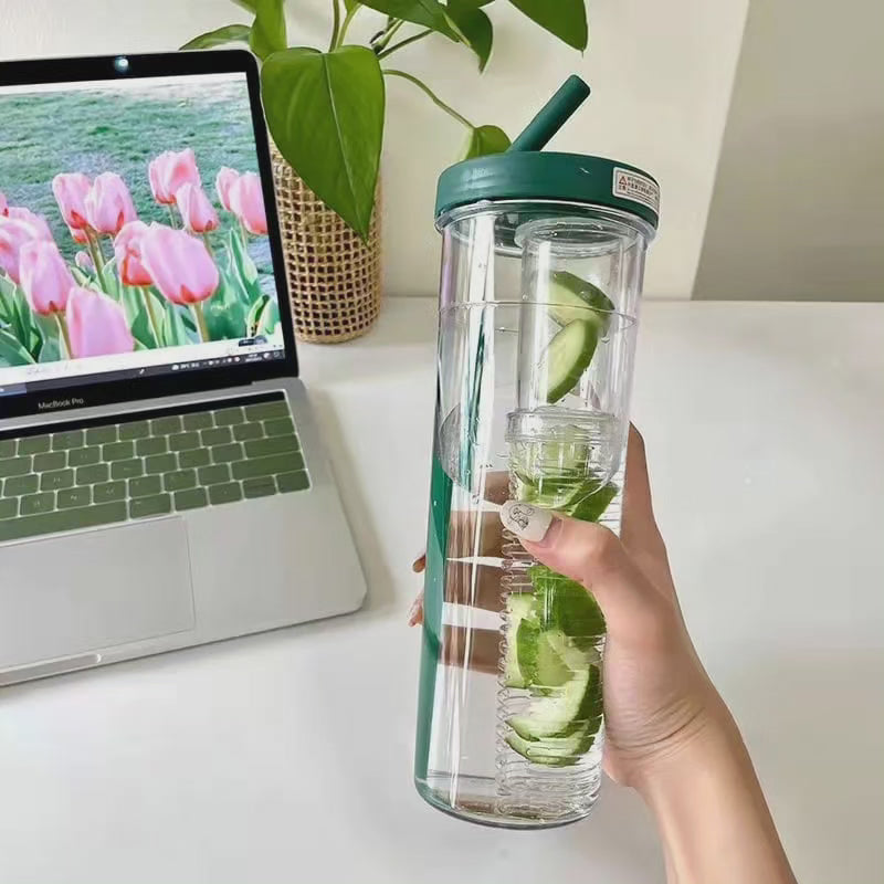 Bouteille d'eau 700 ml avec paille pliable