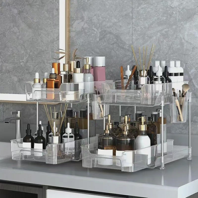Plateau d'organisation multifonctionnel transparent à 2 niveaux