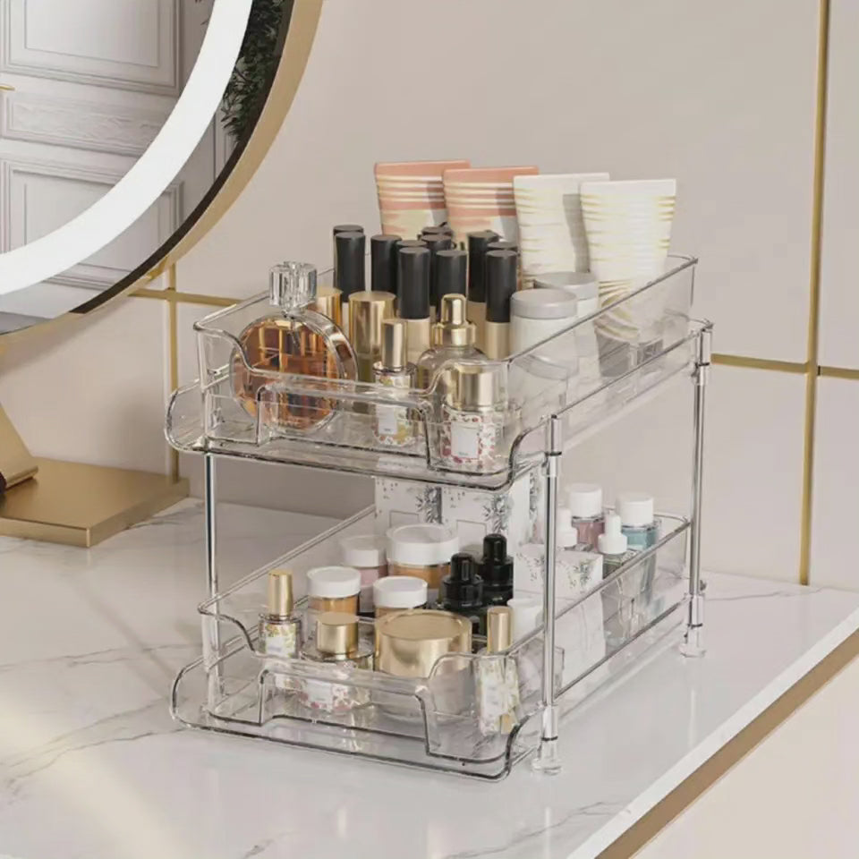 Plateau d'organisation multifonctionnel transparent à 2 niveaux