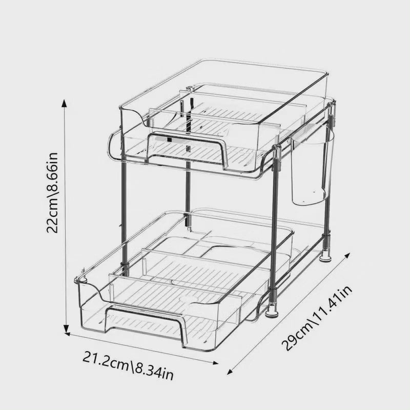 Plateau d'organisation multifonctionnel transparent à 2 niveaux