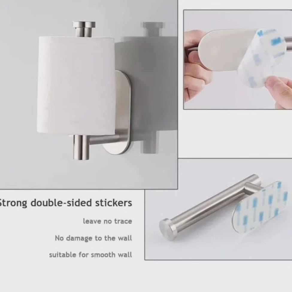 Support de papier toilette adhésif en acier inoxydable