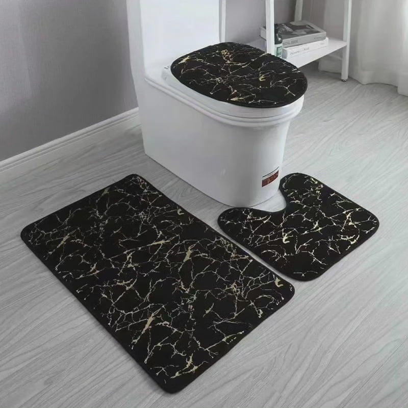 Tapis de salle de bain 3 pièces à motif marbré