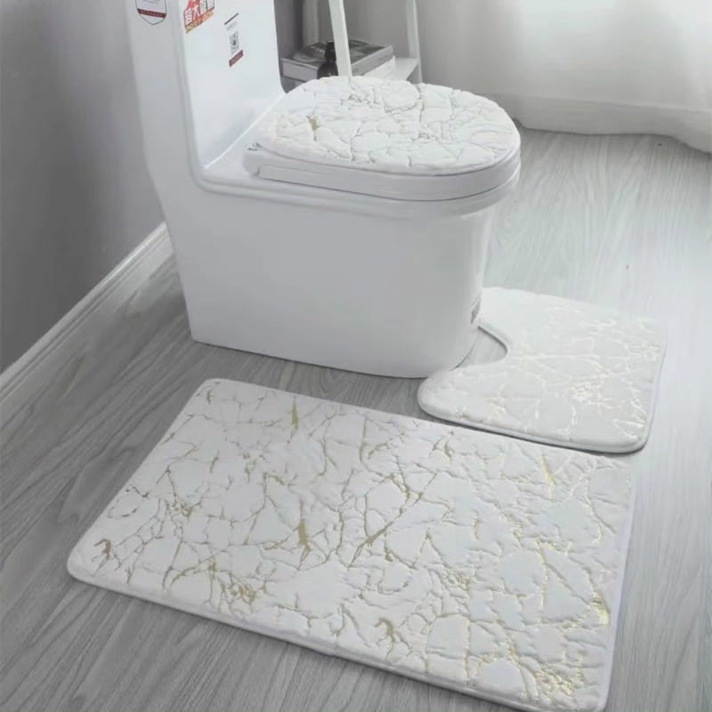 Tapis de salle de bain 3 pièces à motif marbré