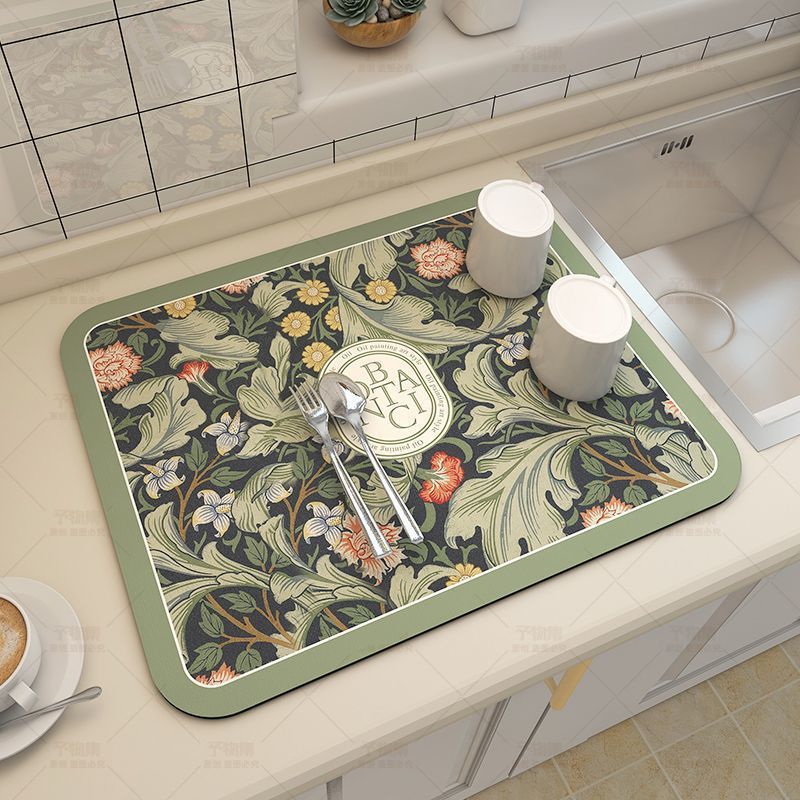 Tapis de séchage de vaisselle absorbant pour évier NoirNov