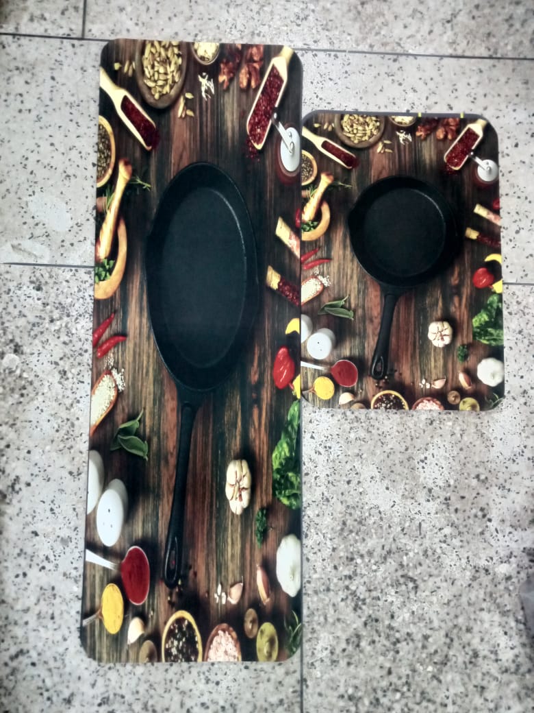 Tapis de cuisine 2 pcs avec dessous en caoutchouc super antidérapant