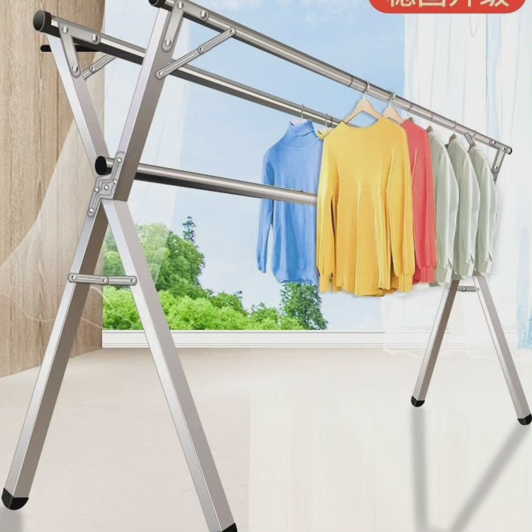 Cintre à vêtements pliable en acier inoxydable pour intérieur/balcon