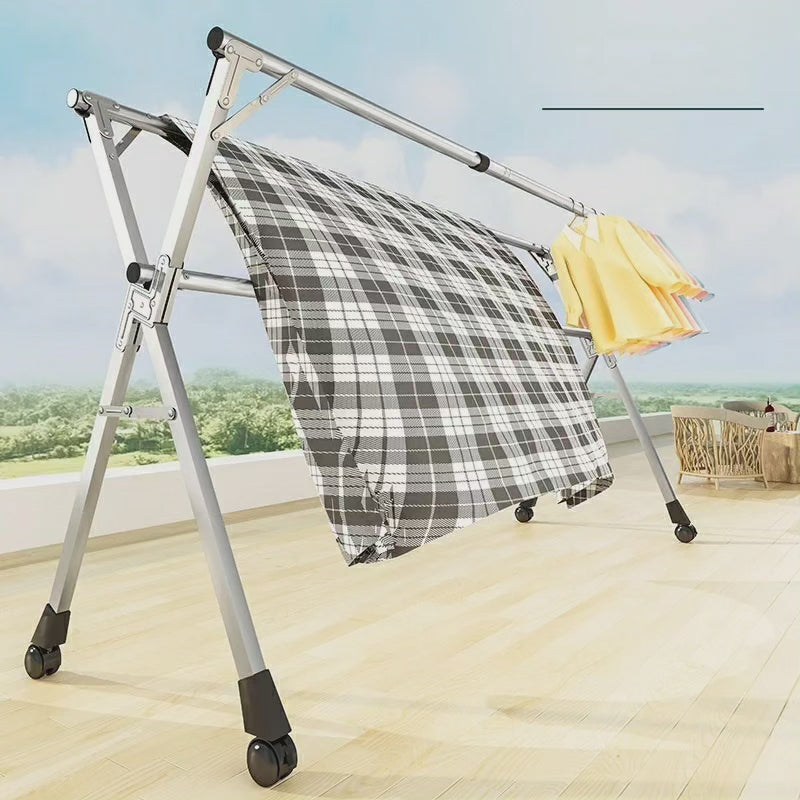 Cintre à vêtements pliable en acier inoxydable pour intérieur/balcon