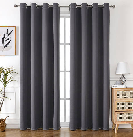 2Pc Rideaux Noirs Texturés Occultants